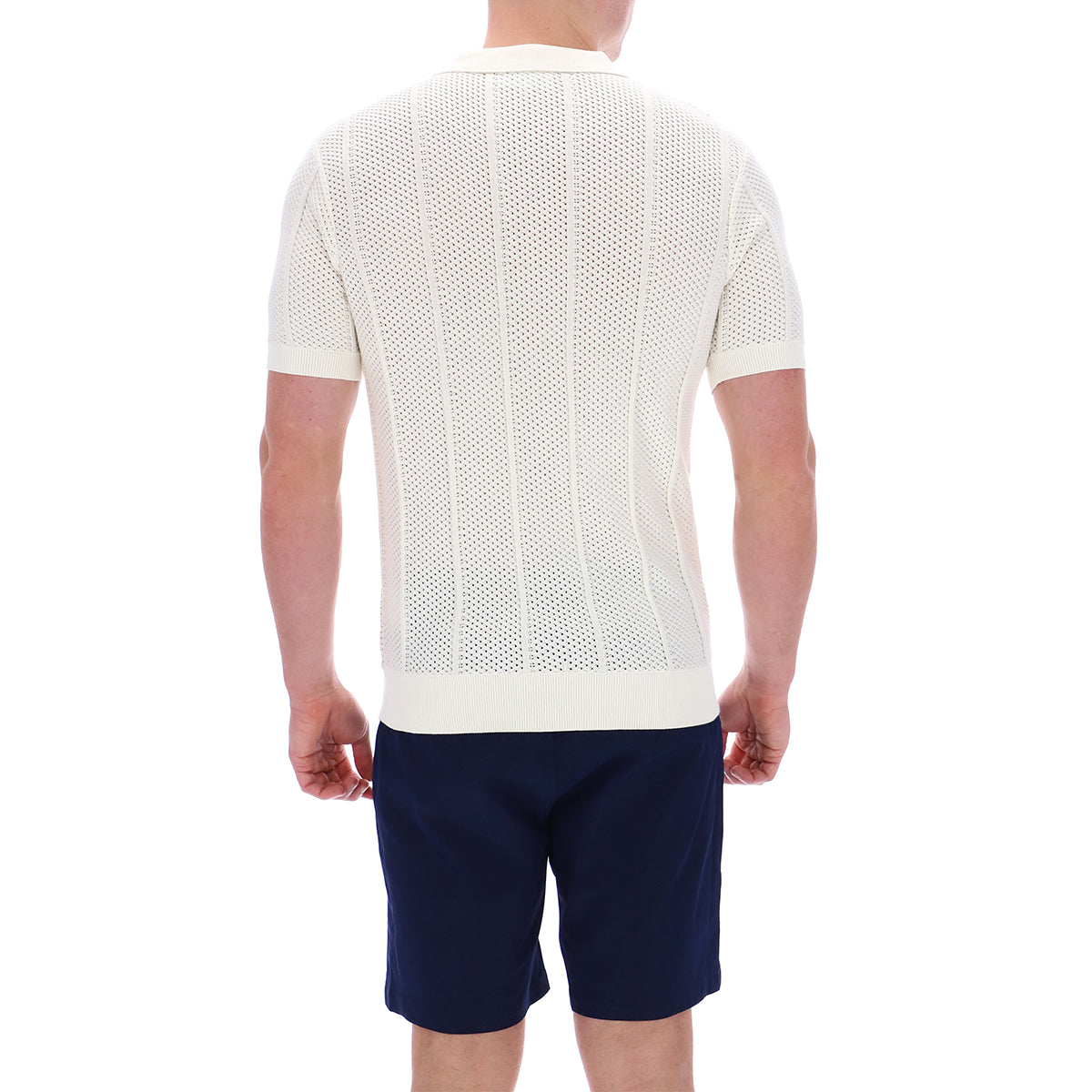 MONTELL KNIT POLO SHIRT GARDENIA/MARITIME