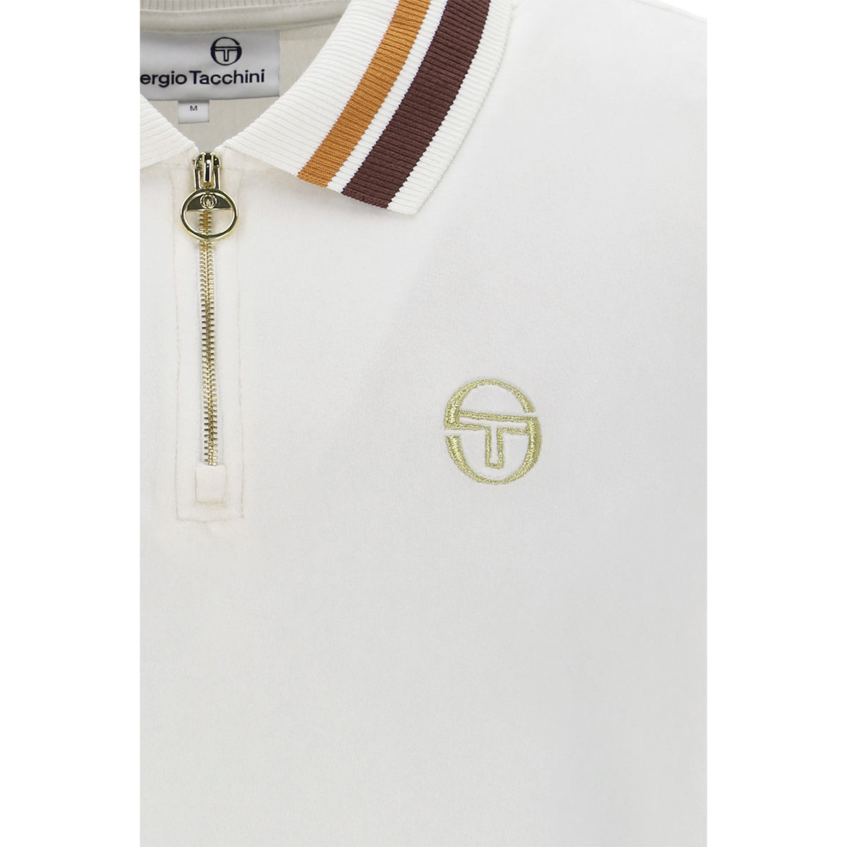 SERGIO TACCHINI MAHONY VELOUR ZIP POLO GARDENIA CREAM/GOLD