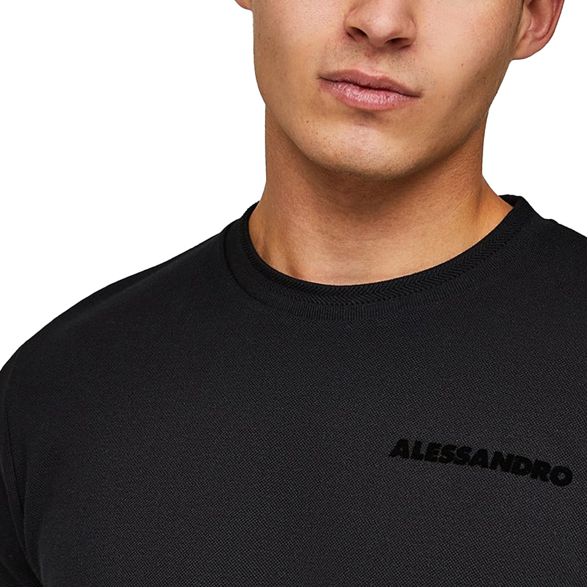 ALESSANDRO ZAVETTI Marchiano Pique Black T-Shirt