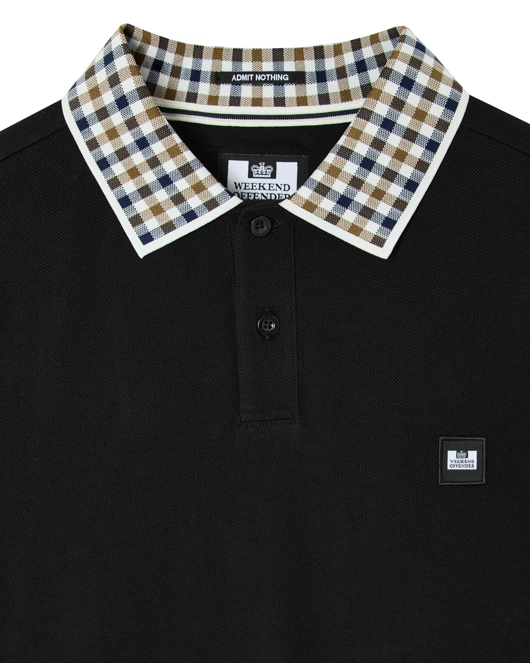 WEEKEND OFFENDER LINDLEY LONG SLEEVE POLO BLACK