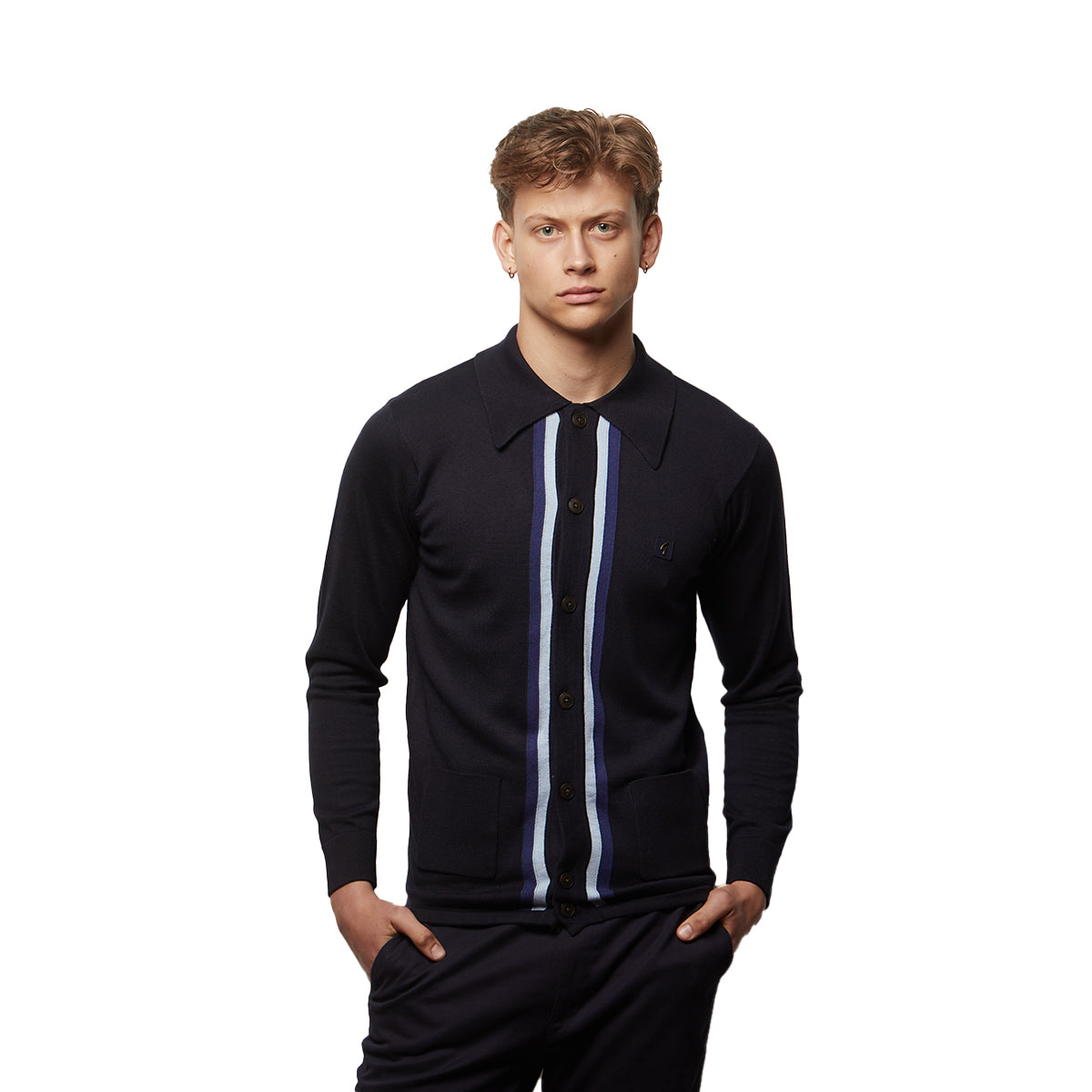 GABICCI REMMY NAVY KNIITED FULL BUTTON L/S CARDI V56GM16