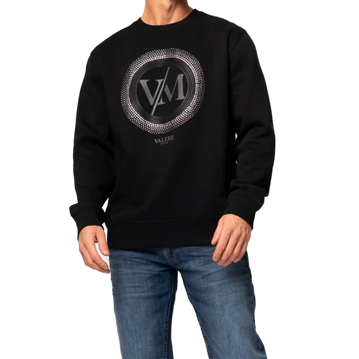 VALERE SCINTILLA DIAMANTE BLACK CREW SWEATSHIRT