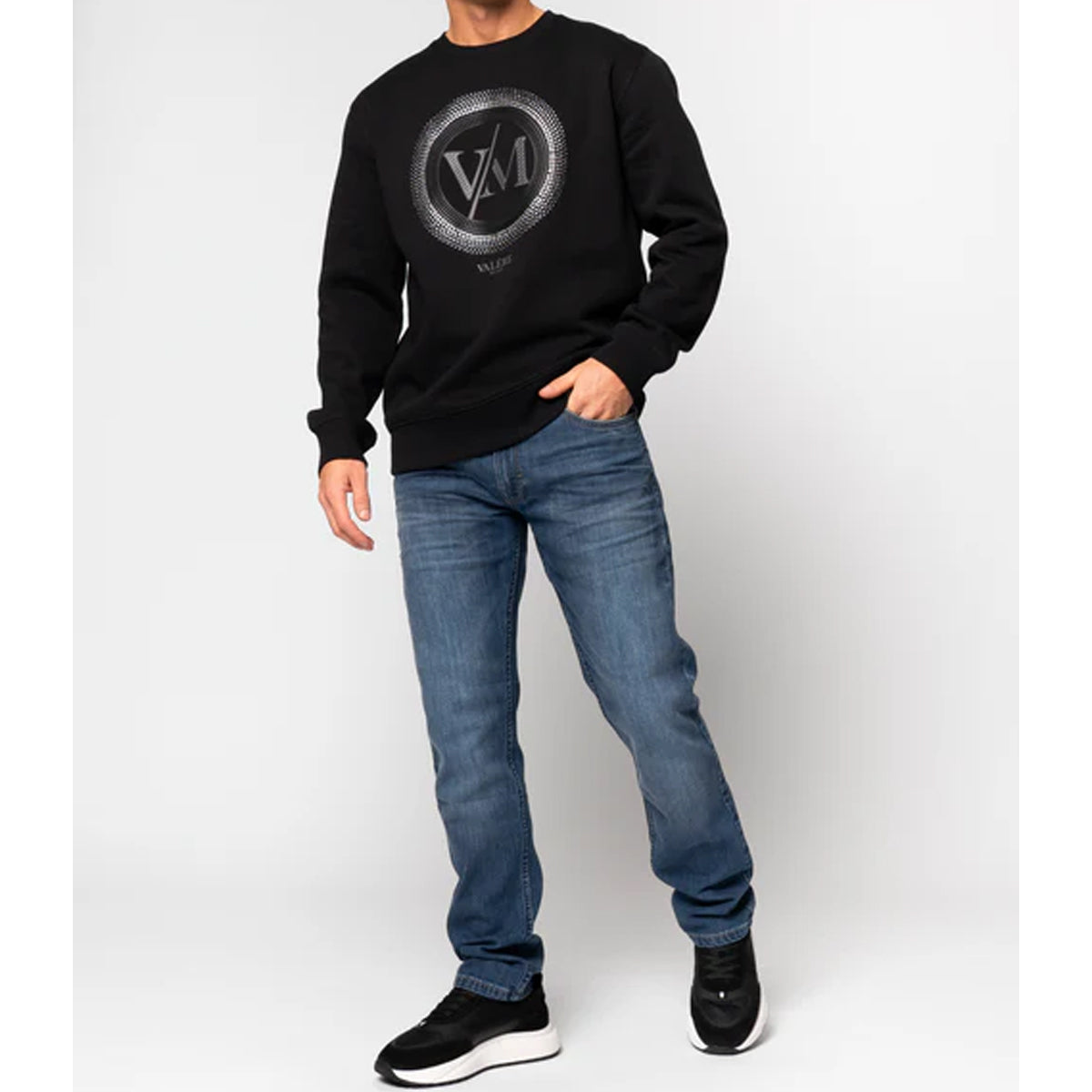 VALERE SCINTILLA DIAMANTE BLACK CREW SWEATSHIRT