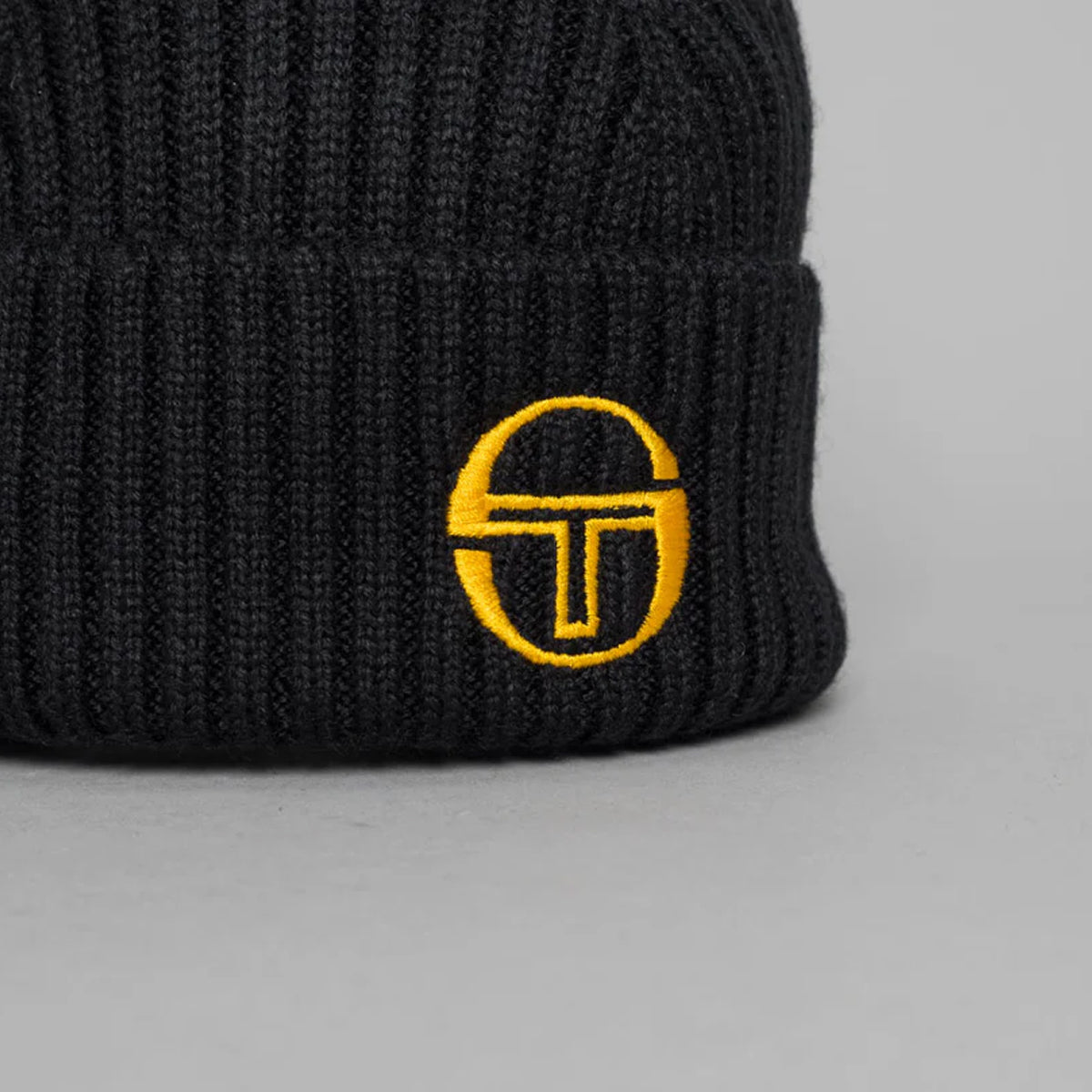 SERGIO TACCHINI SEPPI RIBBED TURN UP BEANIE BLACK/GOLD