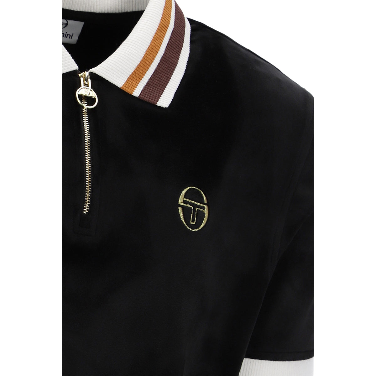 SERGIO TACCHINI MAHONY VELOUR ZIP POLO BLACK/GOLD