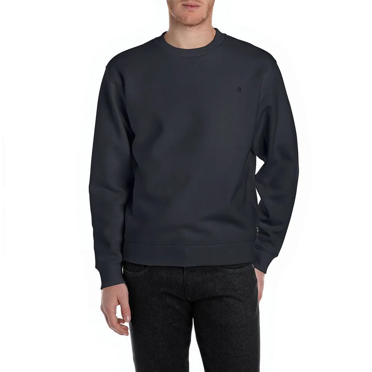 REPLAY Men's Small Logo Navy Crew Sweatshirt M3102 - Navy