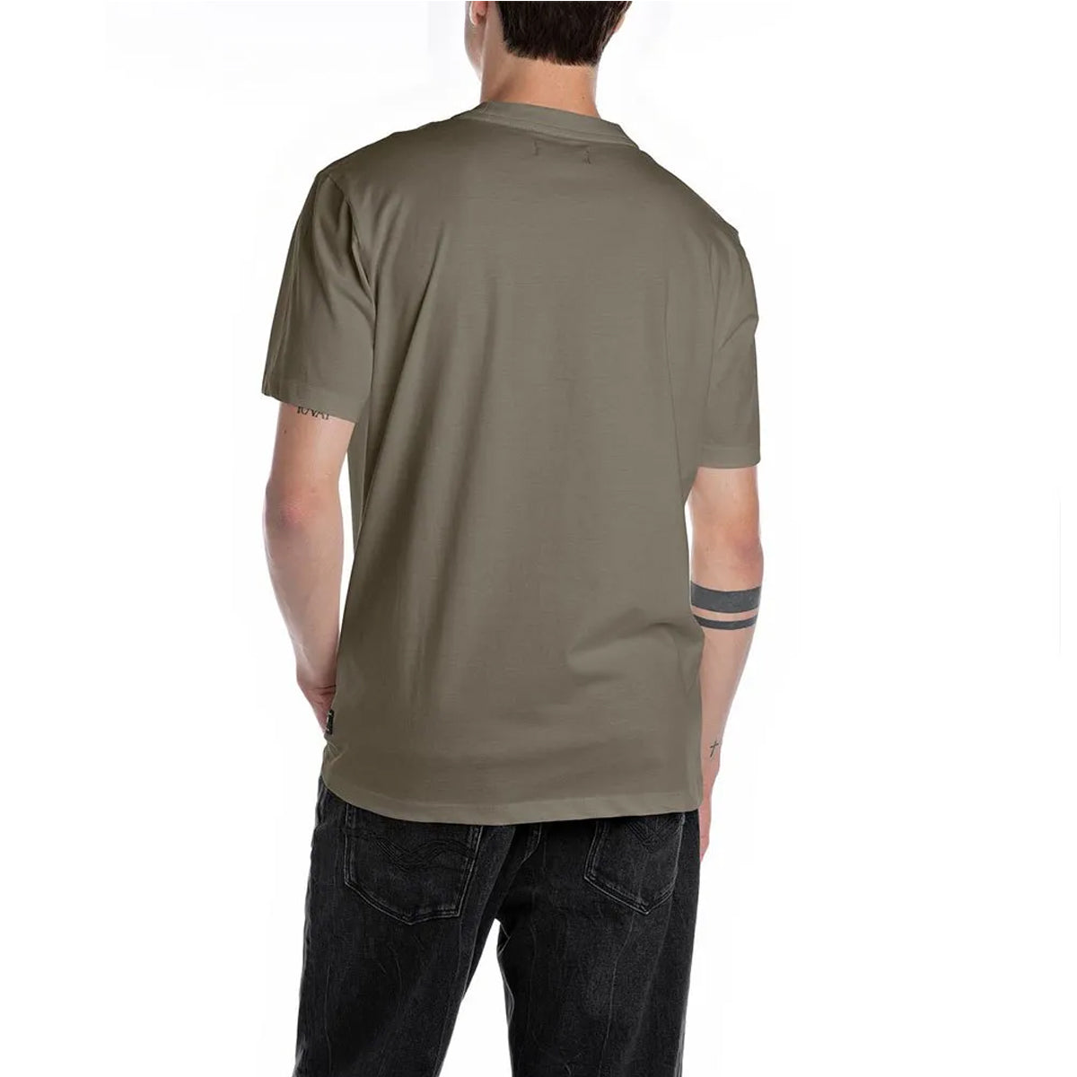 REPLAY Men's Small Logo Olive Green T-Shirt M3097 - Olive Green