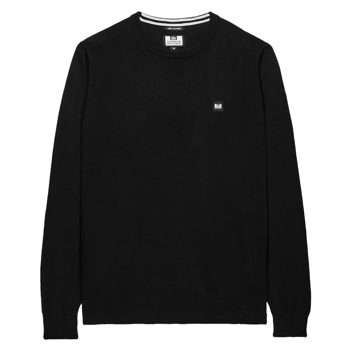 WEEKEND OFFENDER SOLACE FINE GAUGE CREW NECK BLACK SWEATER