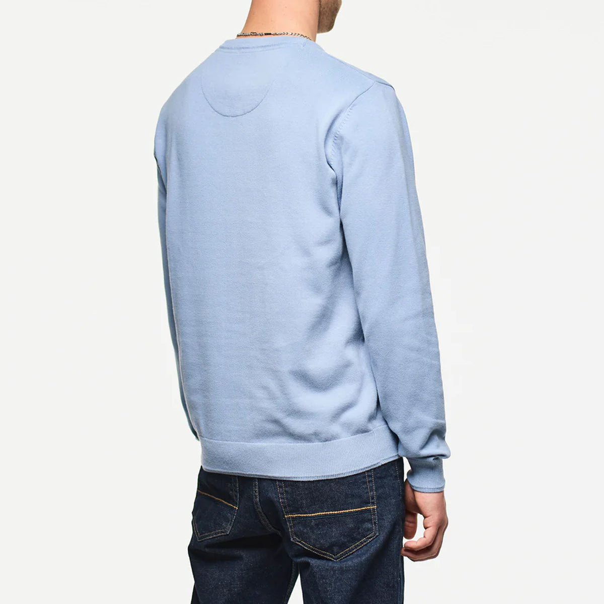 WEEKEND OFFENDER SOLACE FINE GAUGE CREW NECK BLUE SHADOW SWEATER