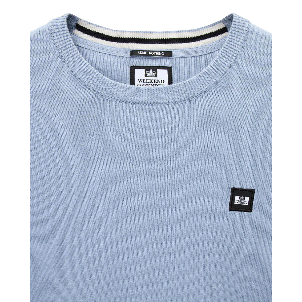 WEEKEND OFFENDER SOLACE FINE GAUGE CREW NECK BLUE SHADOW SWEATER