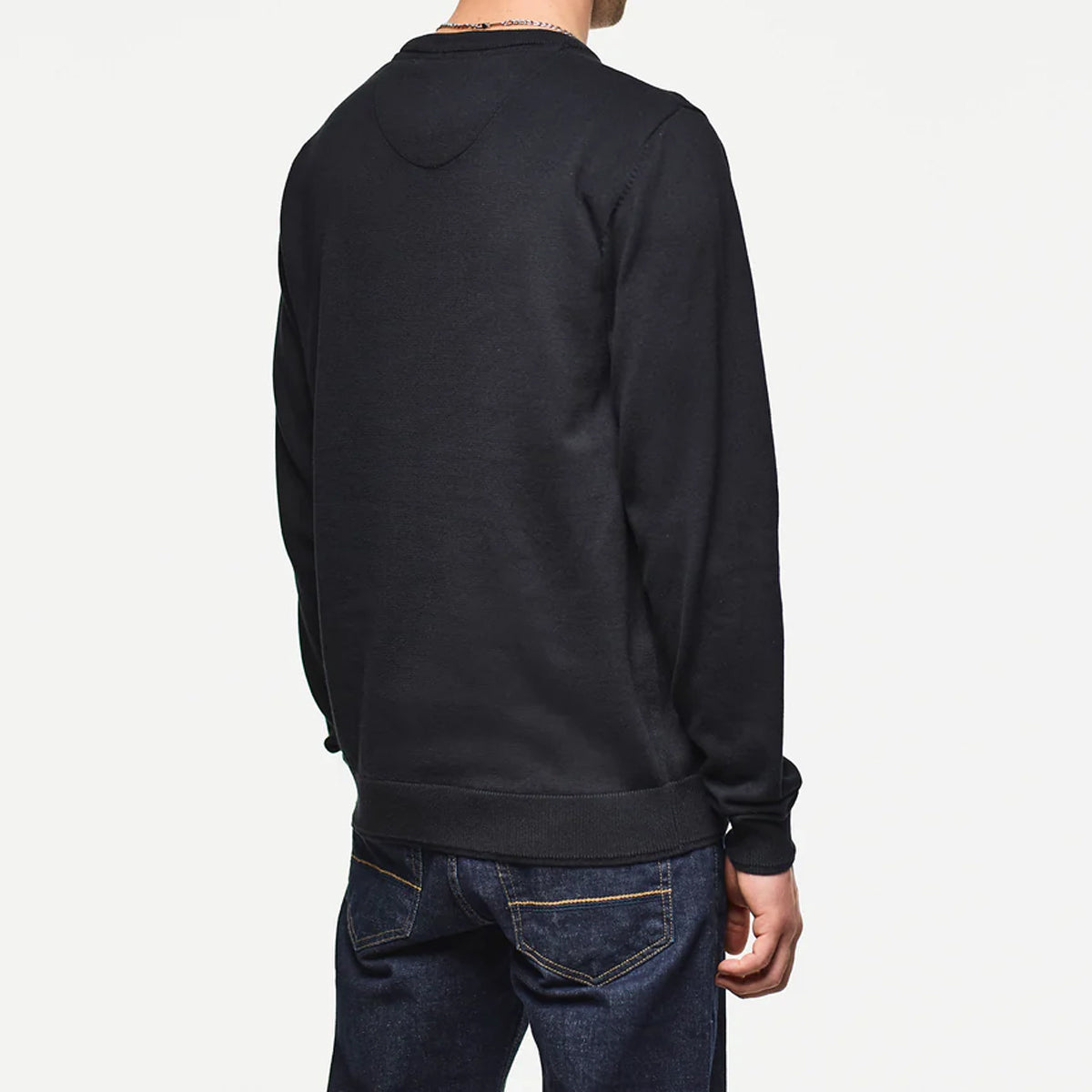 WEEKEND OFFENDER SOLACE FINE GAUGE CREW NECK BLACK SWEATER
