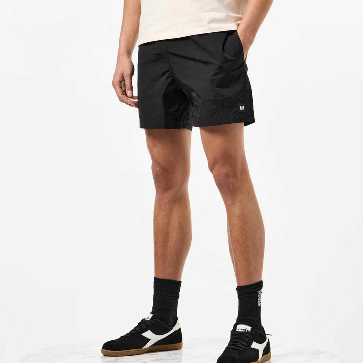 WEEKEND OFFENDER STACKS BLACK SWIM SHORTS