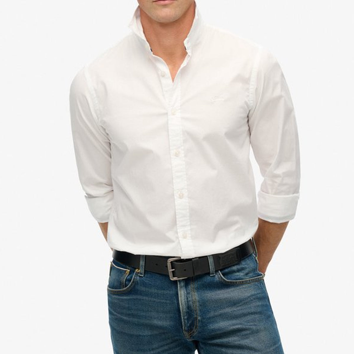 Superdry Essentials Tailored Lite L/S Shirt White 01C