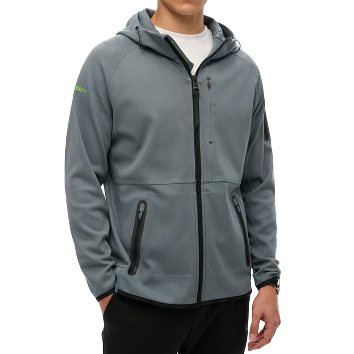 SUPERDRY TECH LOGO LOOSE ZIPHOOD STORM BLUE