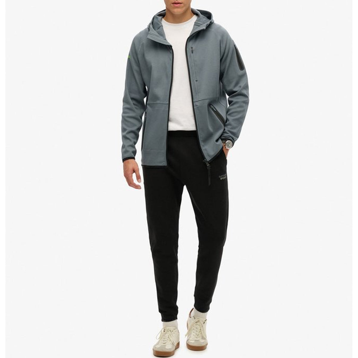 SUPERDRY TECH LOGO LOOSE ZIPHOOD STORM BLUE