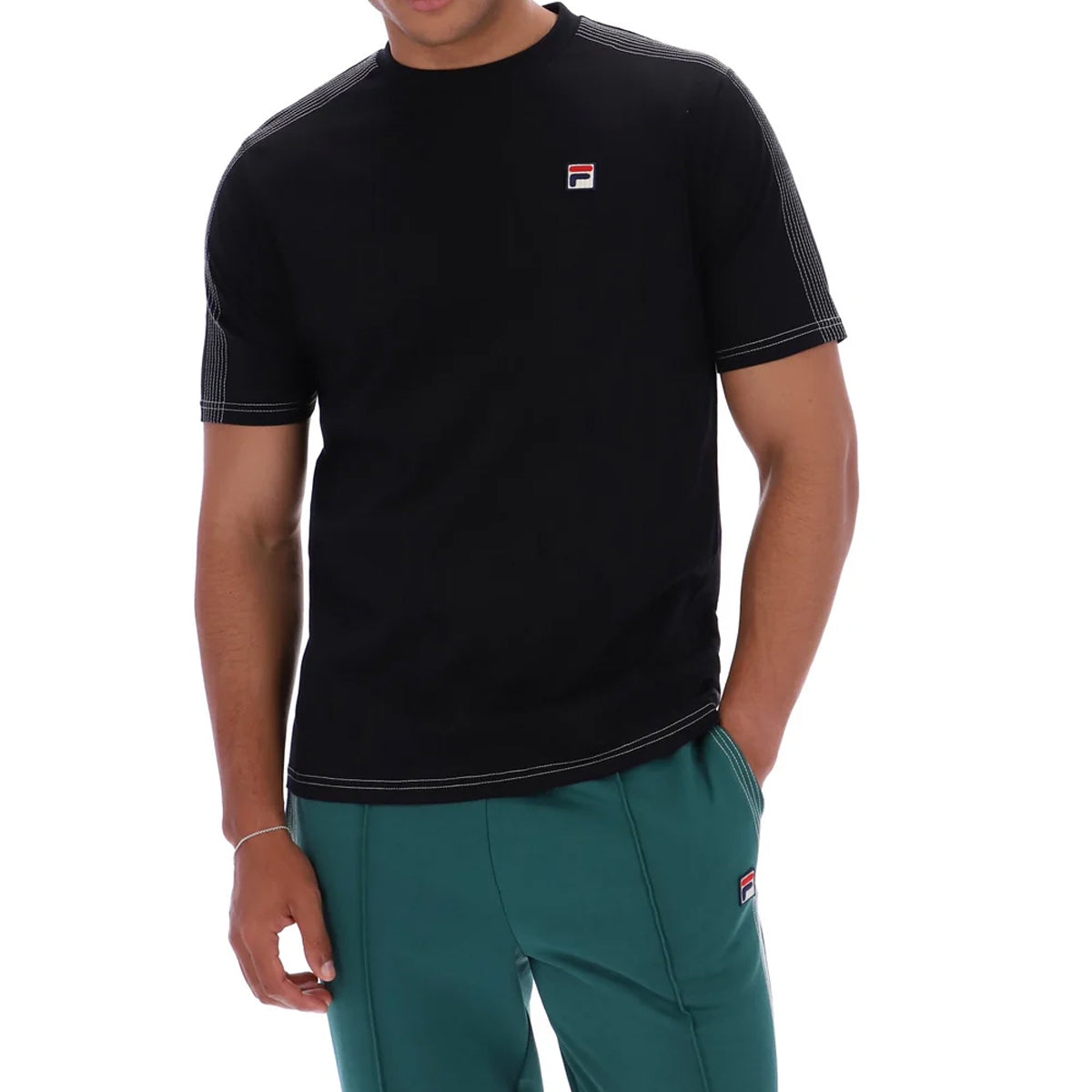 FILA TREY CONTRAST STITCH T-SHIRT BLACK/CREAM