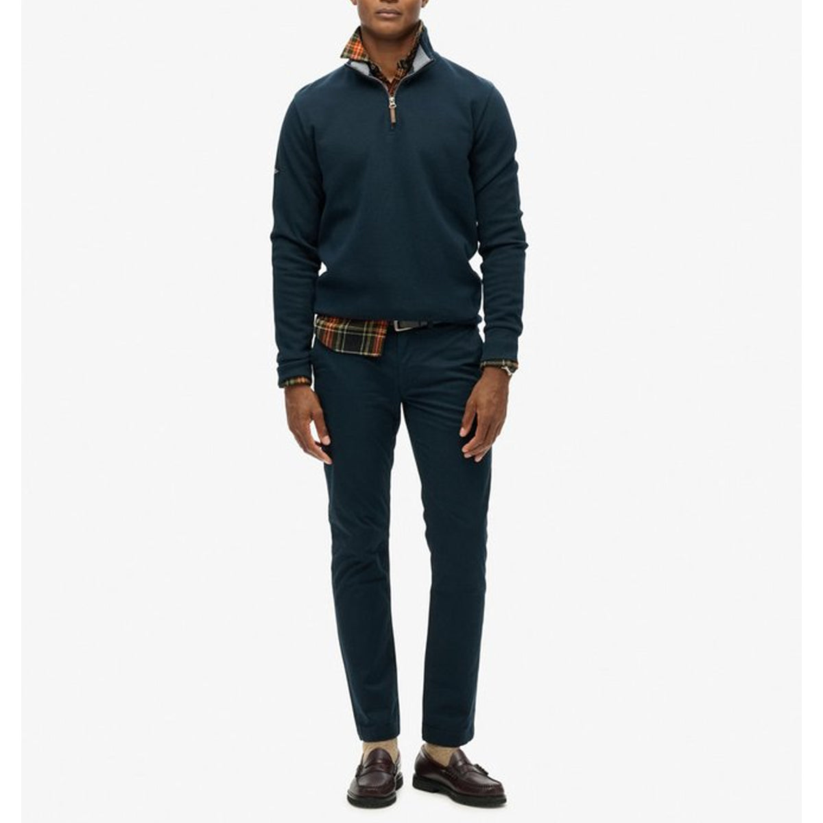 SUPERDRY ESSENTIAL PIQUE HALF ZIP SWEATSHIRT ECLIPSE NAVY 98T