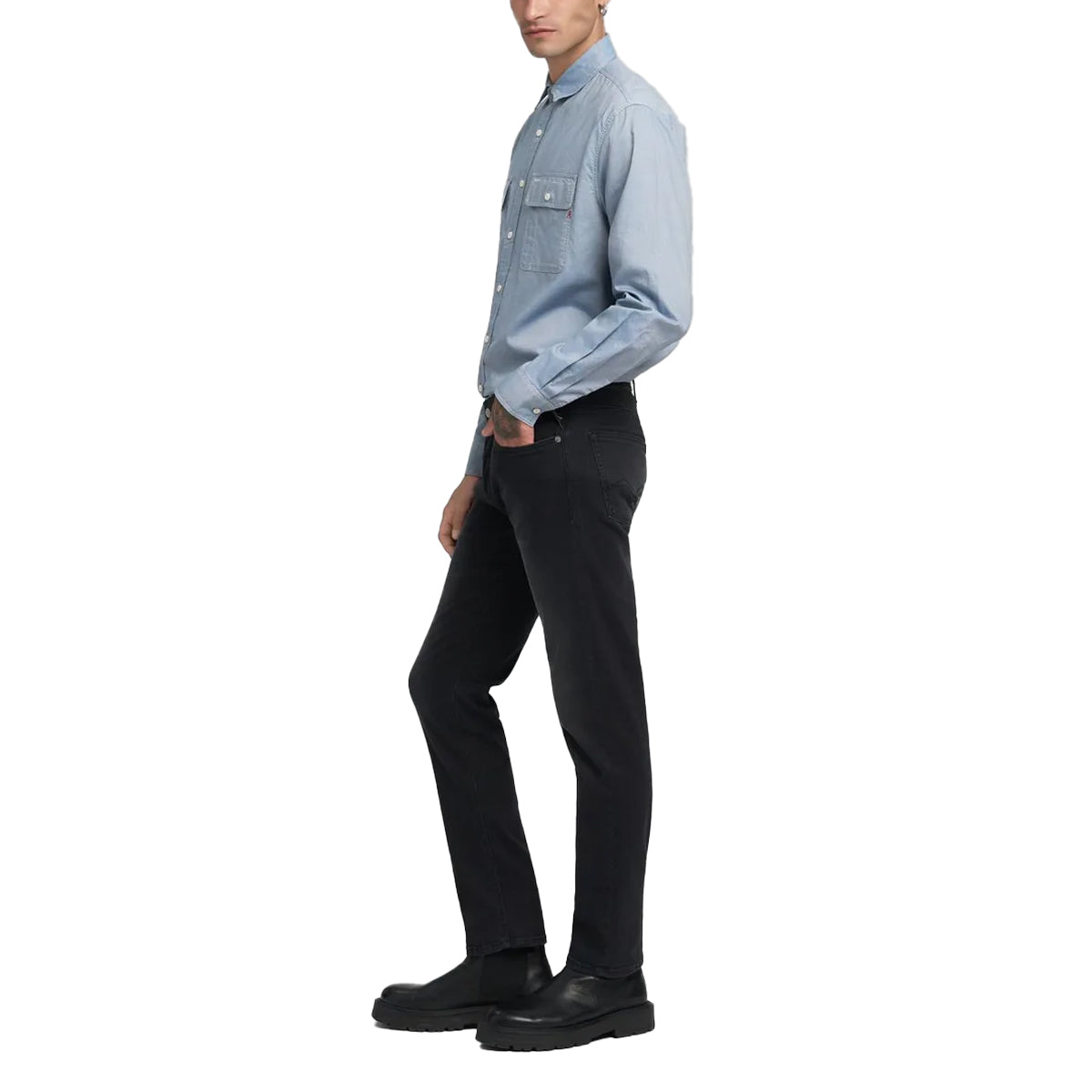 GROVER POWER STRETCH STRAIGHT JEANS BLACK WASHED MA972 103 C36