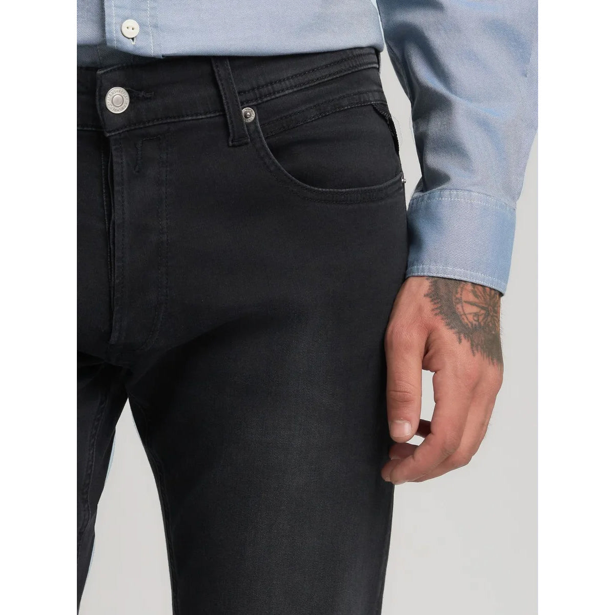 GROVER POWER STRETCH STRAIGHT JEANS BLACK WASHED MA972 103 C36