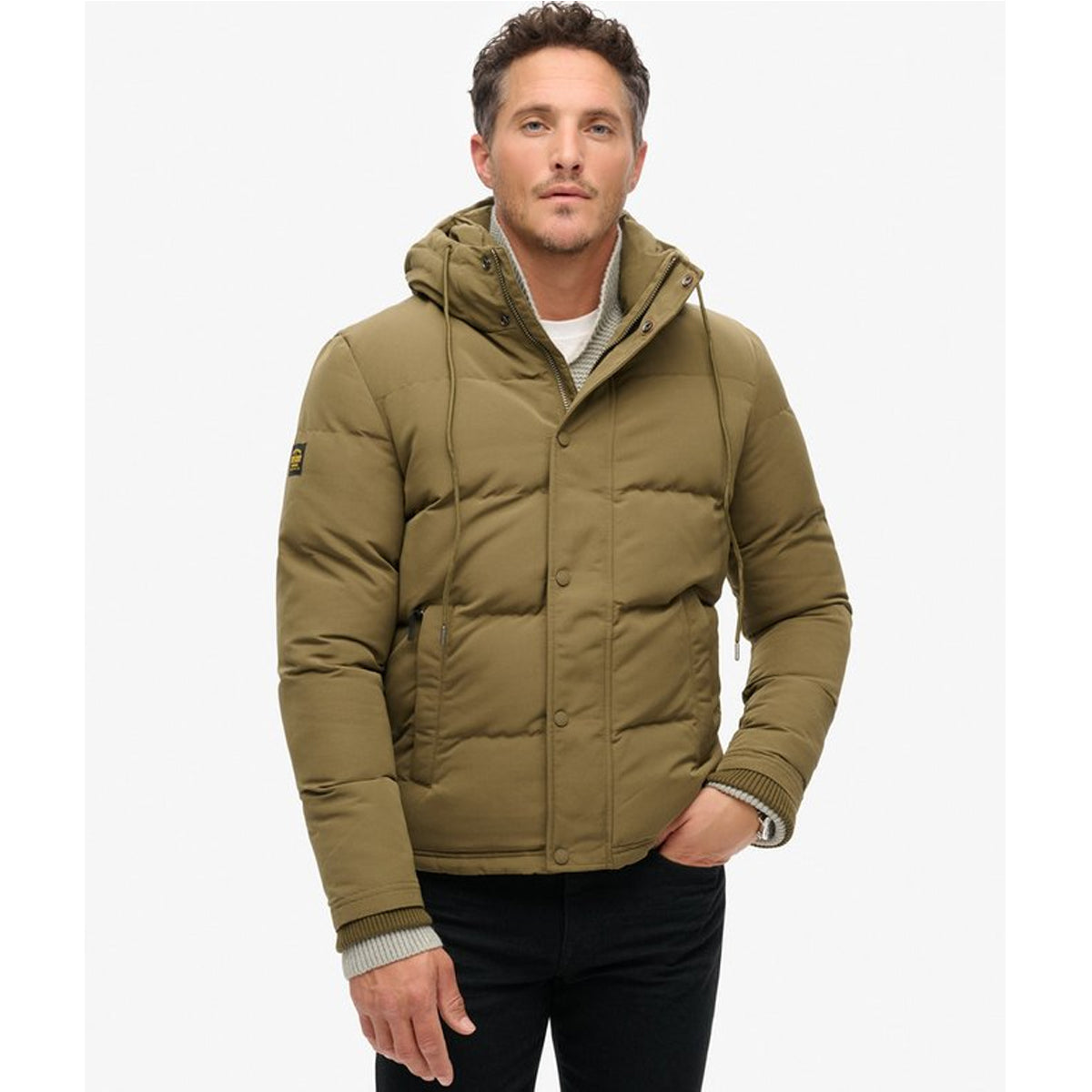 EVEREST SHORT HOODED PUFFER KHAKI 03O