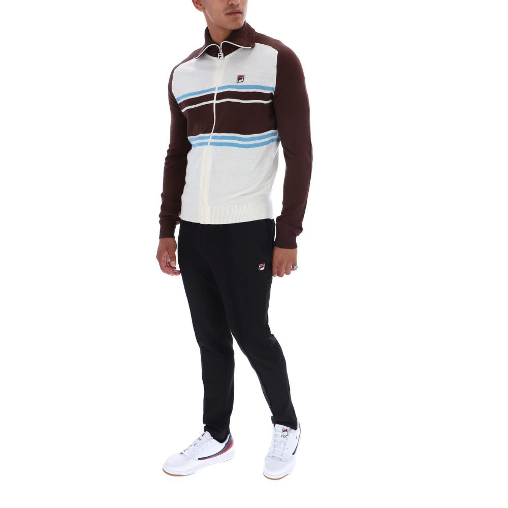 FILA LENA FULL ZIP KNITTED FUNNEL NECK JUMPER GARDENIA/FUDGE/AZORE BLUE
