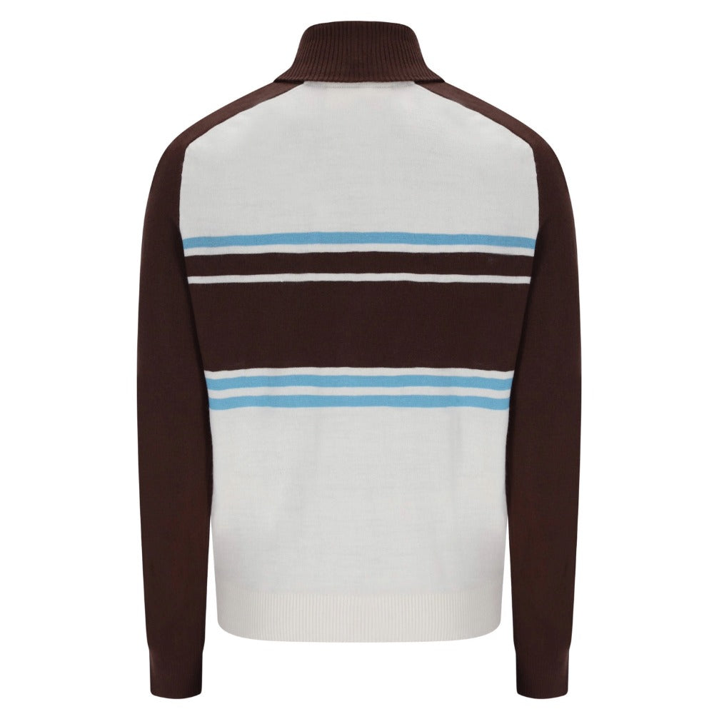 FILA LENA FULL ZIP KNITTED FUNNEL NECK JUMPER GARDENIA/FUDGE/AZORE BLUE