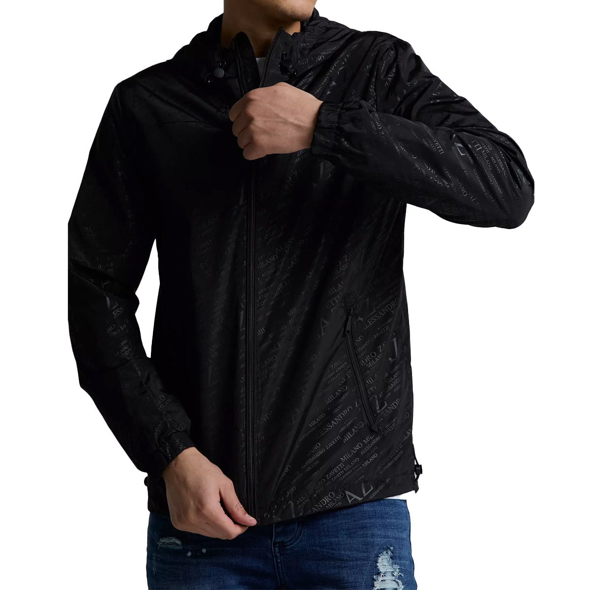ALESSANDRO ZAVETTI ALZETTA WINDBREAKER ALL OVER PRINT BLACK