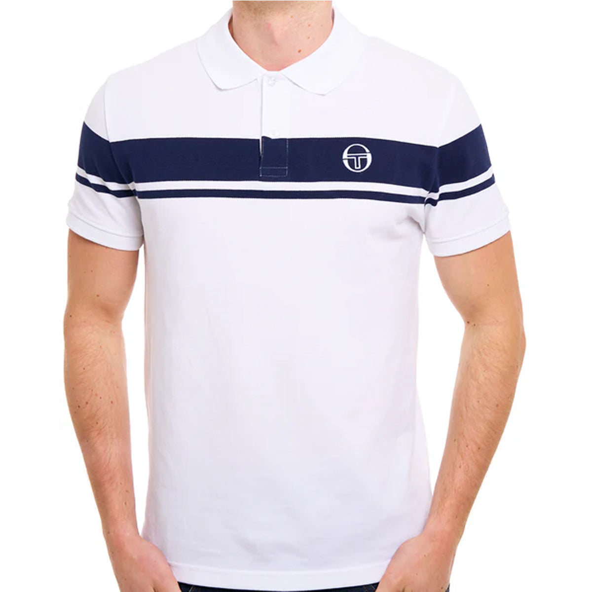 SERGIO TACCHINI YOUNG LINE POLO T-SHIRT WHITE/MARITIME BLUE