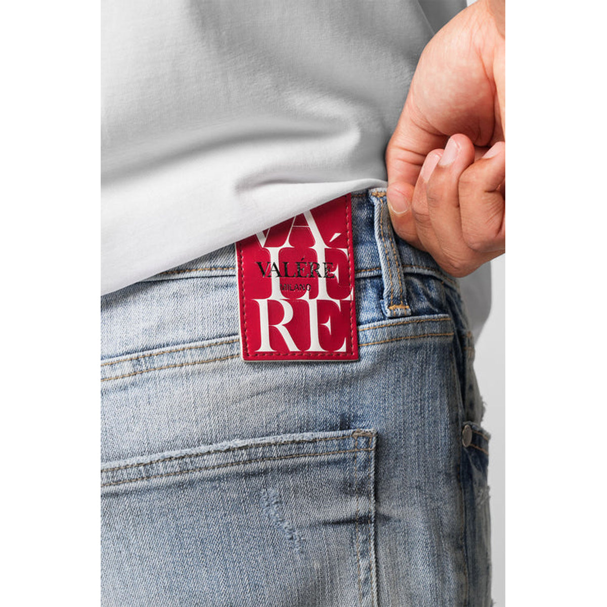 VALERE BALANCIA LIGHT BLUE RIPPED REPAIR JEANS