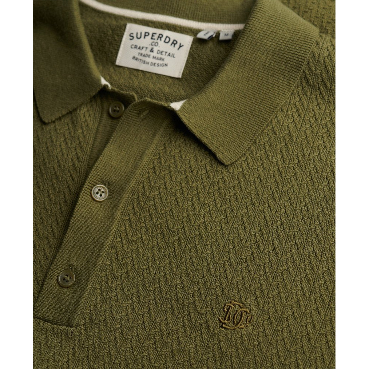 SUPERDRY KNITTED TEXTURE S/S POLO CLASSIC OLIVE K9U