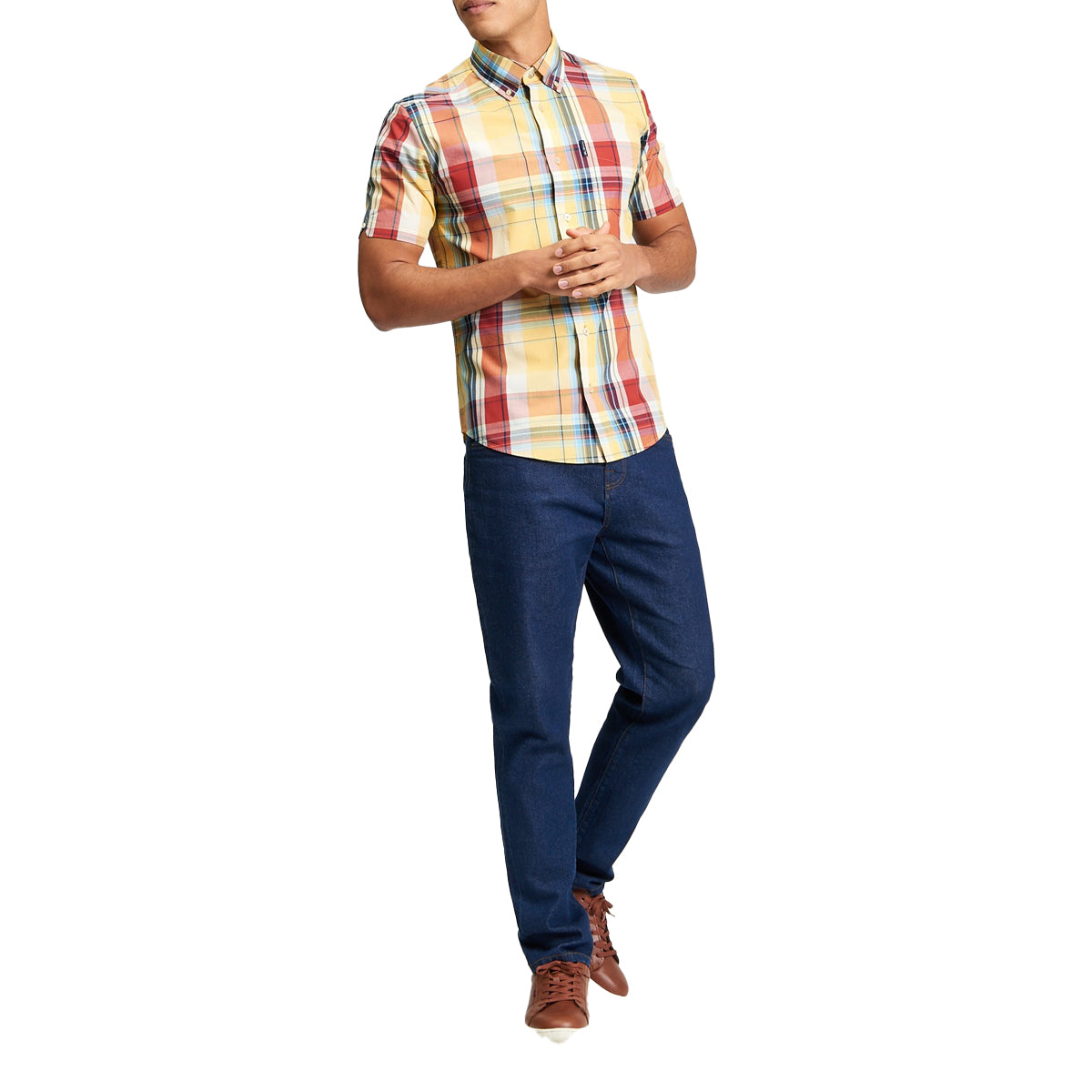 BEN SHERMAN OVERSIZED CHECK S/S SHIRT ZEST 1013433