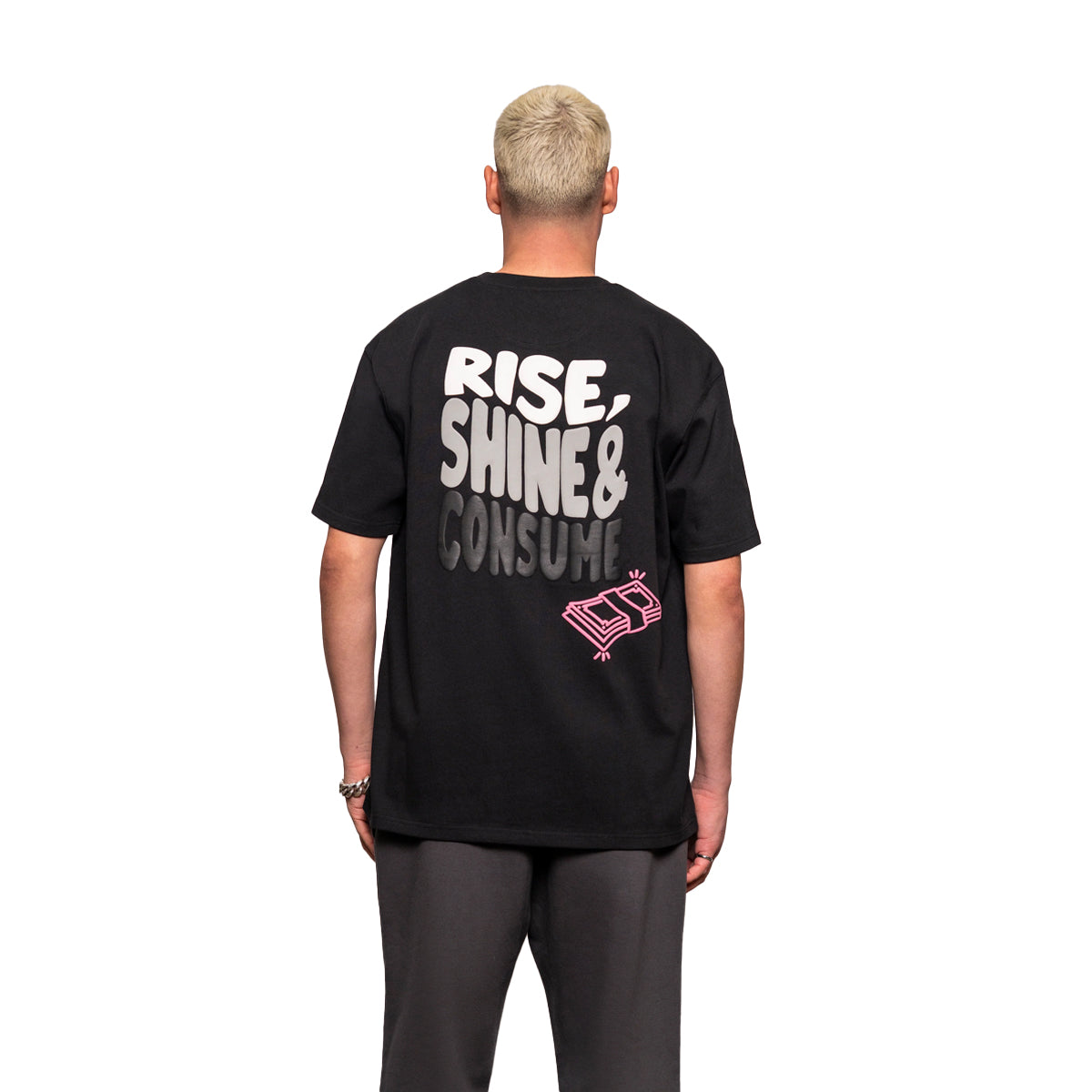 FRESH FLAVOURS CREW NECK RISE BLACK T-SHIRT