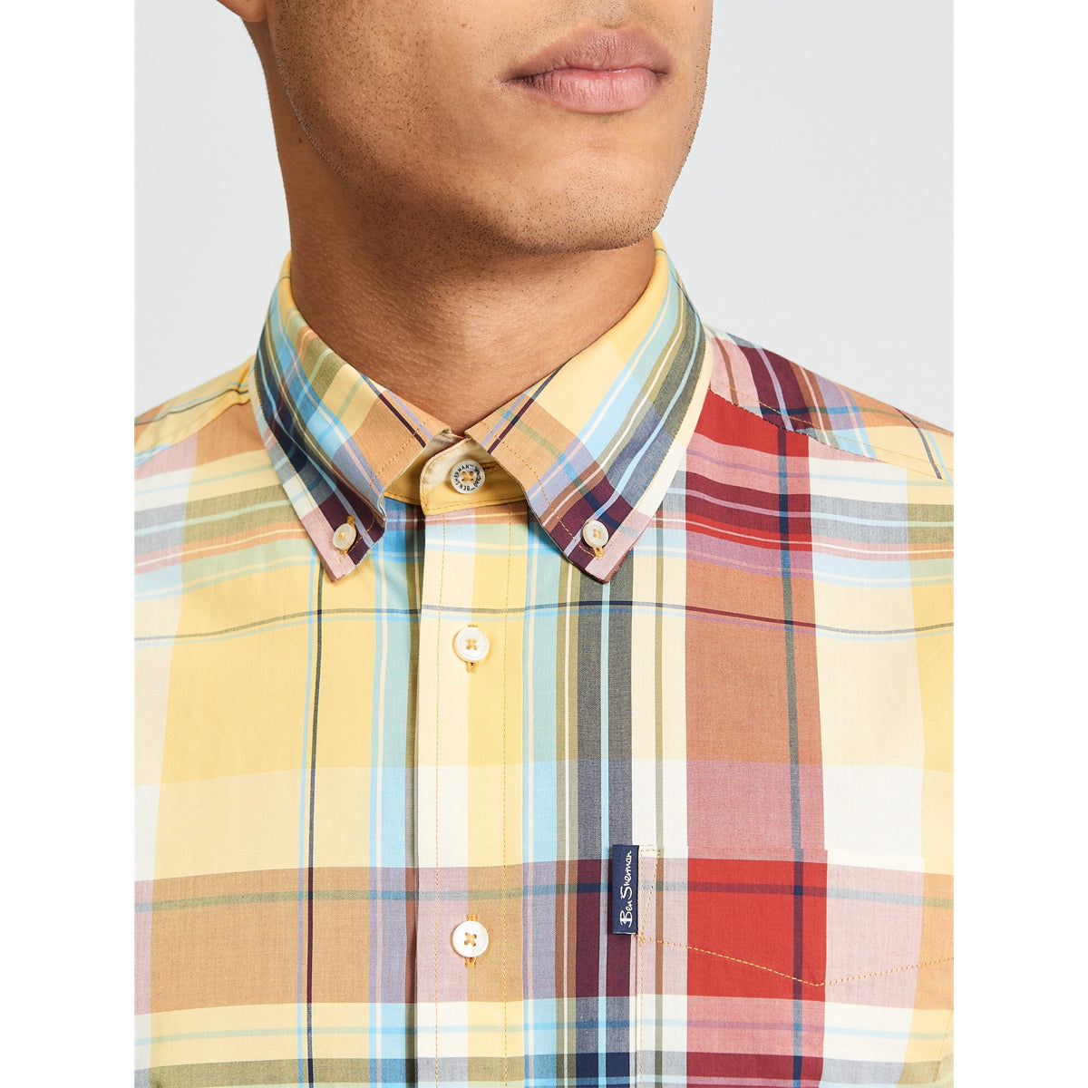 BEN SHERMAN OVERSIZED CHECK S/S SHIRT ZEST 1013433