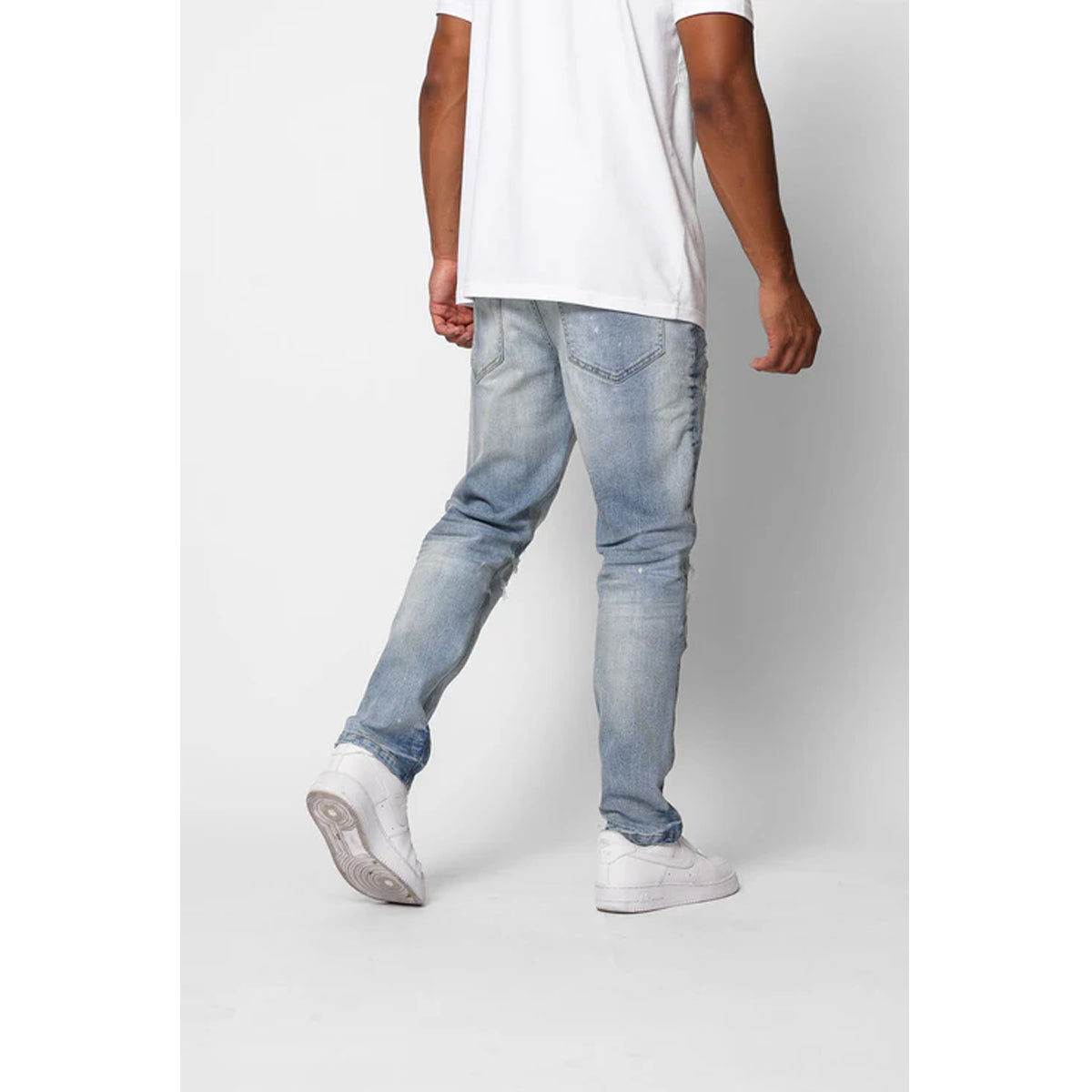 VALERE BALANCIA LIGHT BLUE RIPPED REPAIR JEANS