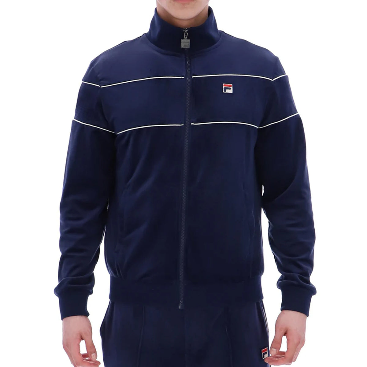 FILA VITTORIO VELOUR TRACK JACKET WITH PIPING NAVY/GARDENIA