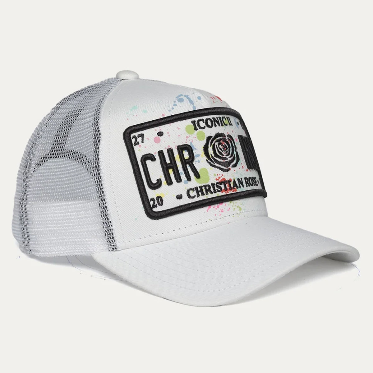 CHRISTIAN ROSE ICONIC II PLATE WHITE PAINT SPLAT