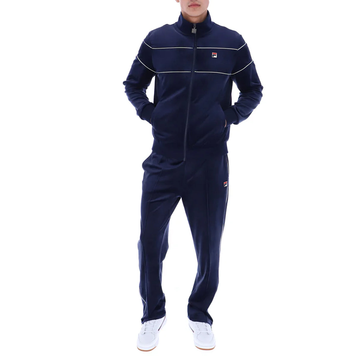 FILA VITTORIO VELOUR TRACK JACKET WITH PIPING NAVY/GARDENIA