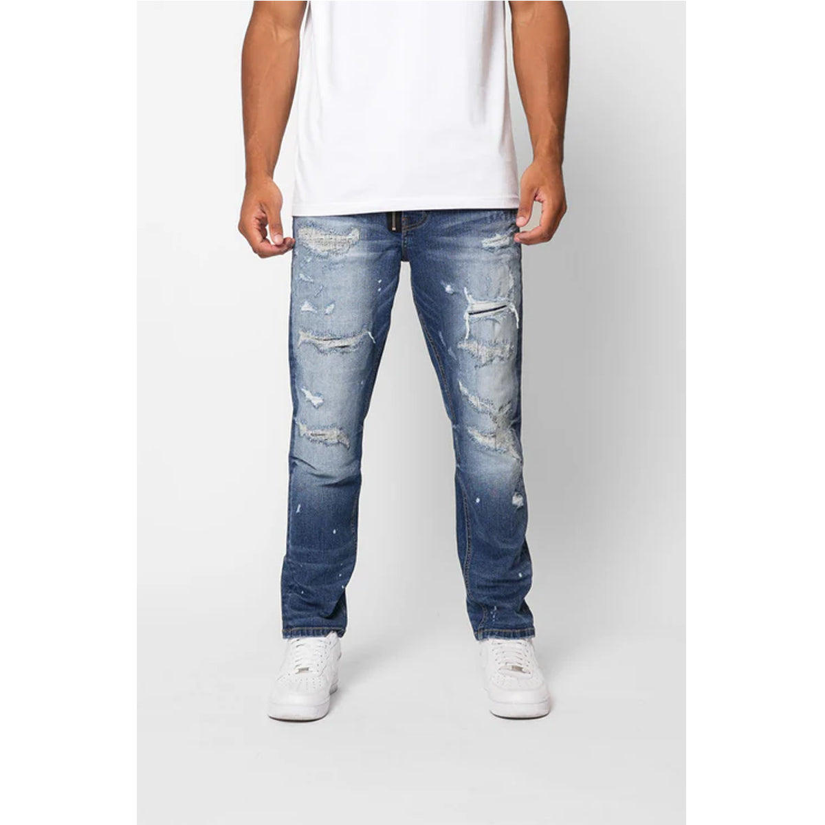 VALERE CENGALO BLUE RIPPED REPAIR JEANS