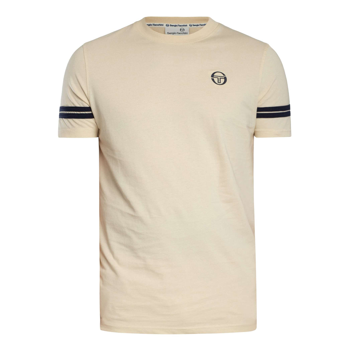SERGIO TACCHINI GRELLO CREW NECK T-SHIRT SANDSHELL/MARITIME BLUE