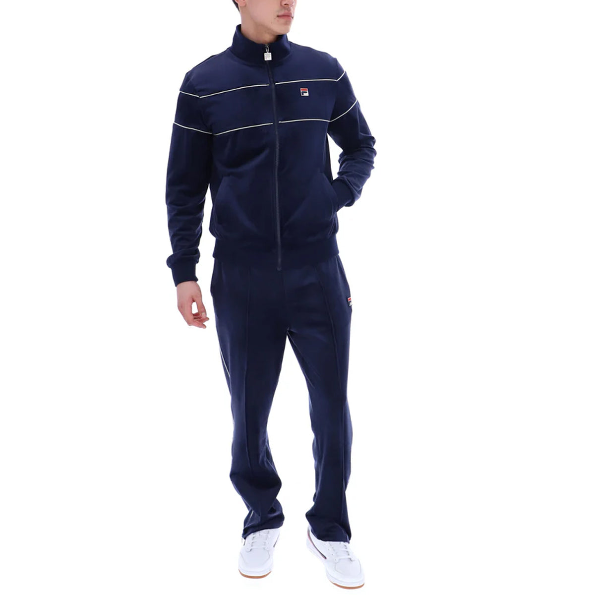 FILA VITTORIO VELOUR TRACK JACKET WITH PIPING NAVY/GARDENIA