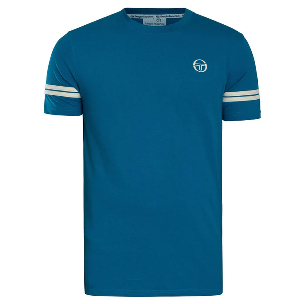 SERGIO TACCHINI GRELLO CREW NECK T-SHIRT MYKONOS BLUE/GARDENIA