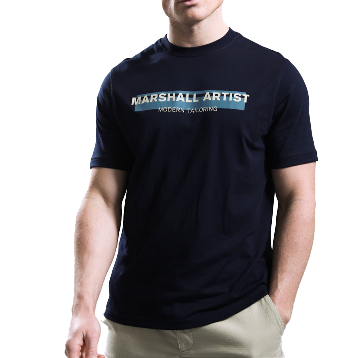MARSHALL ARTIST SEAFIELD LOGO T-SHIRT NAVY