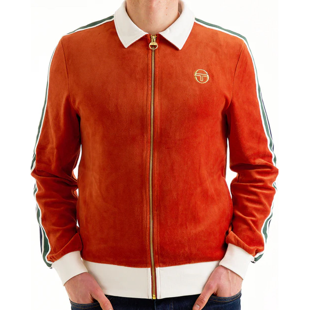 SERGIO TACCHINI MONTE VELOUR TRACK JACKET ROOIBOS/GARDENIA