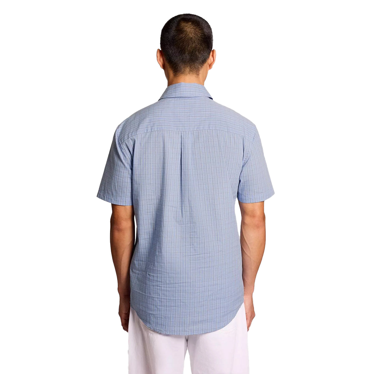 LYLE & SCOTT SHORT SLEEVE GRID CHECK SHIRT CHALK BLUE SW2415V