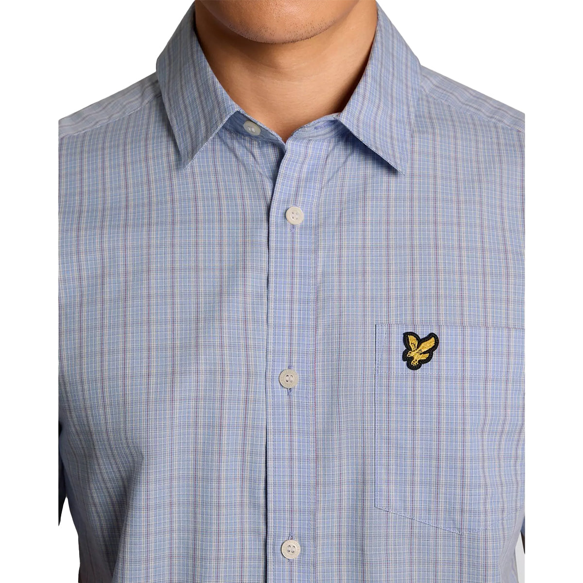 LYLE & SCOTT SHORT SLEEVE GRID CHECK SHIRT CHALK BLUE SW2415V