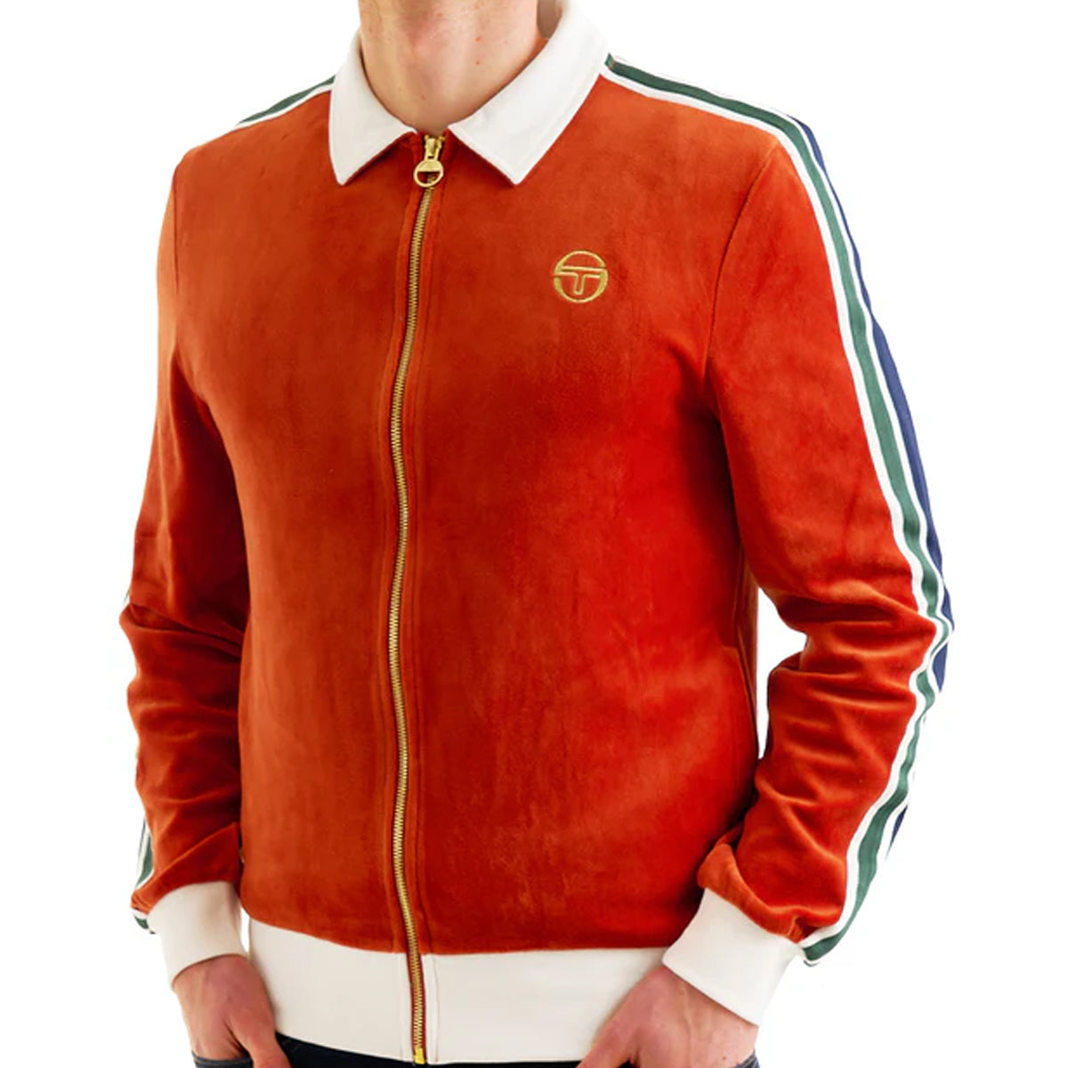 SERGIO TACCHINI MONTE VELOUR TRACK JACKET ROOIBOS/GARDENIA