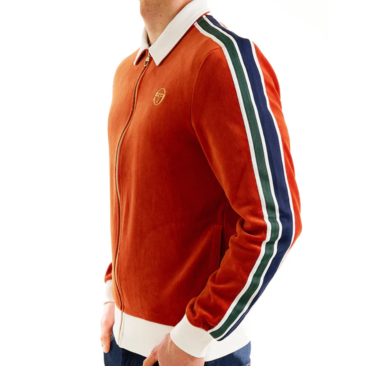 SERGIO TACCHINI MONTE VELOUR TRACK JACKET ROOIBOS/GARDENIA