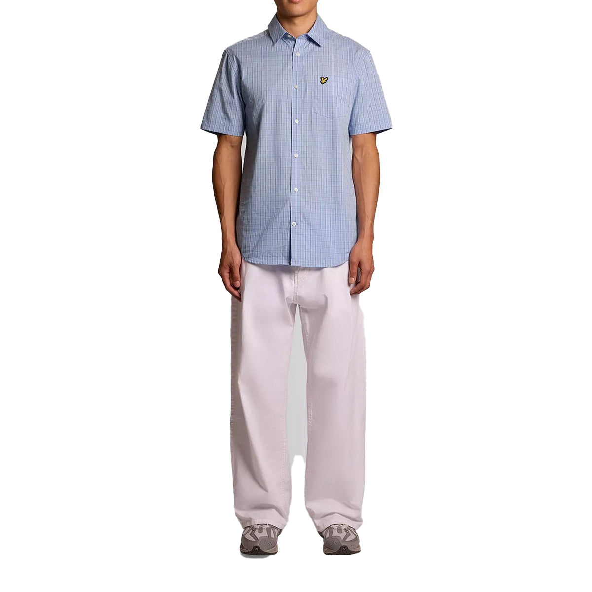 LYLE & SCOTT SHORT SLEEVE GRID CHECK SHIRT CHALK BLUE SW2415V