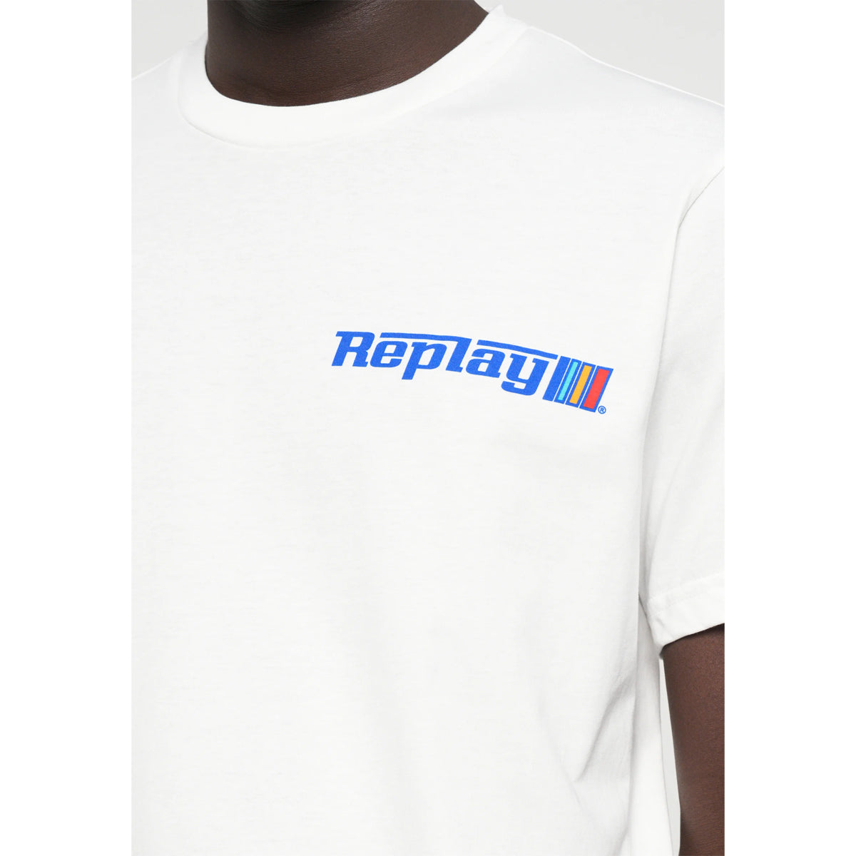REPLAY LOGO GRAPHIC OFF WHITE T-SHIRT M3329