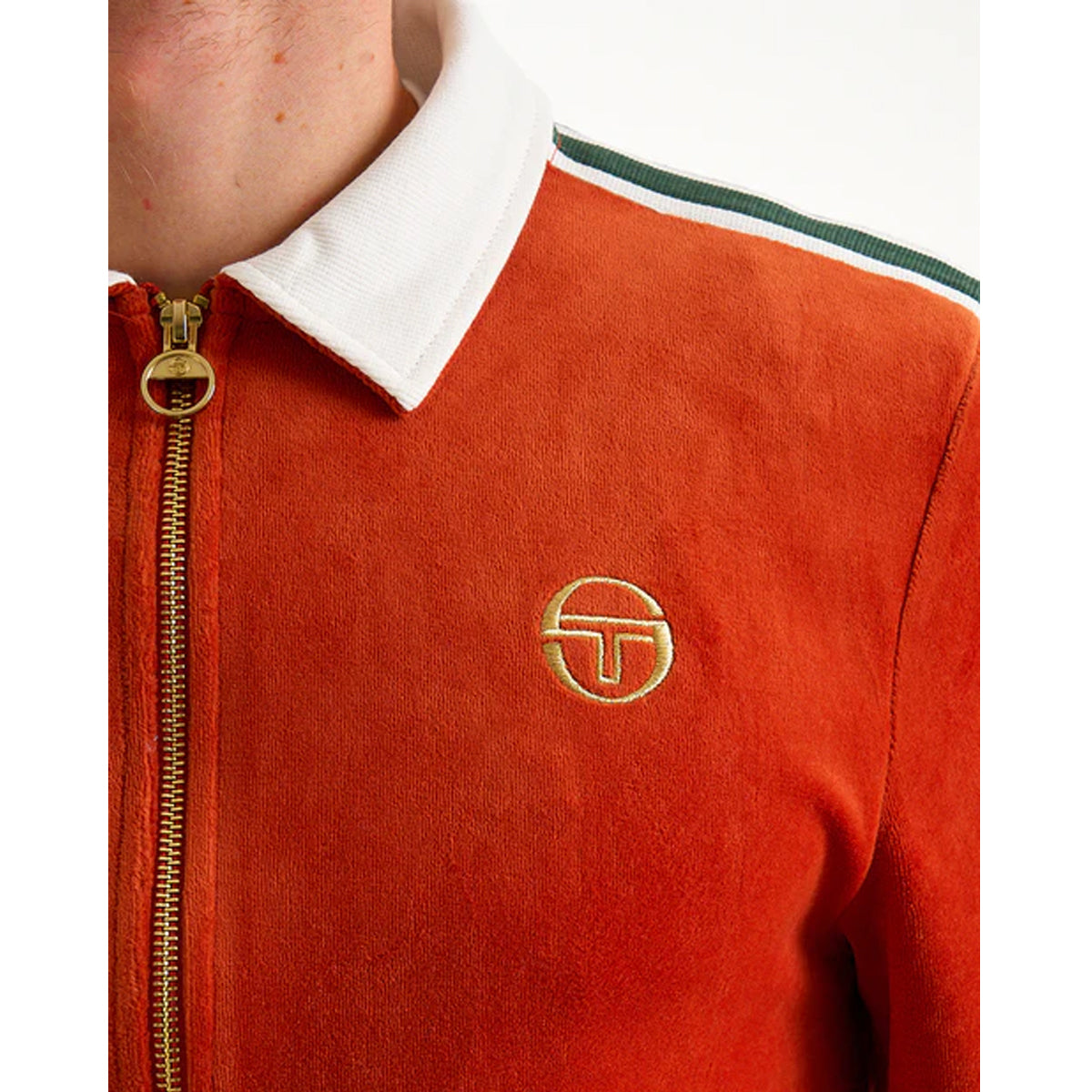 SERGIO TACCHINI MONTE VELOUR TRACK JACKET ROOIBOS/GARDENIA